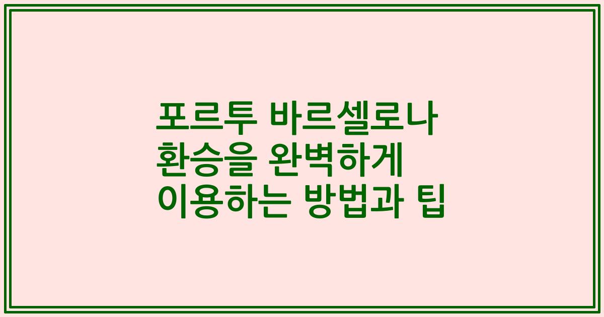 포르투 바르셀로나 환승을 완벽하게 이용하는 방법과 팁