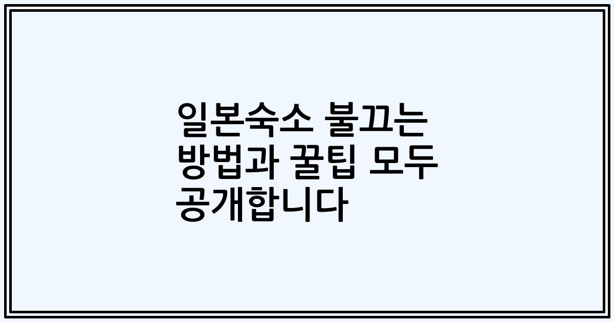 일본숙소 불끄는 방법과 꿀팁 모두 공개합니다