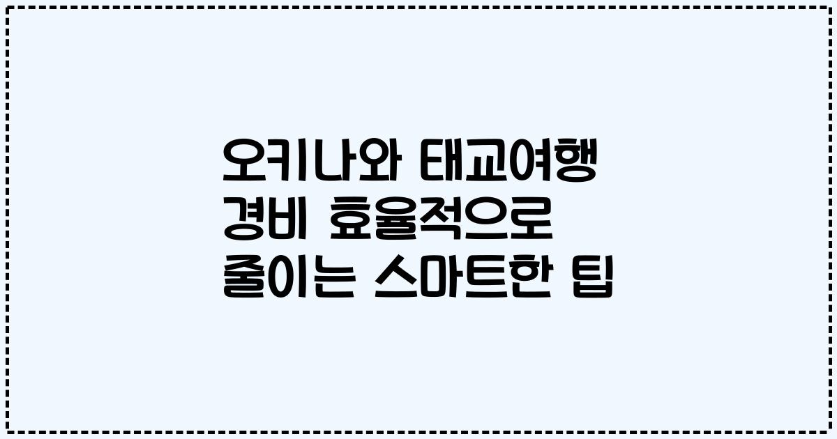 오키나와 태교여행 경비 효율적으로 줄이는 스마트한 팁