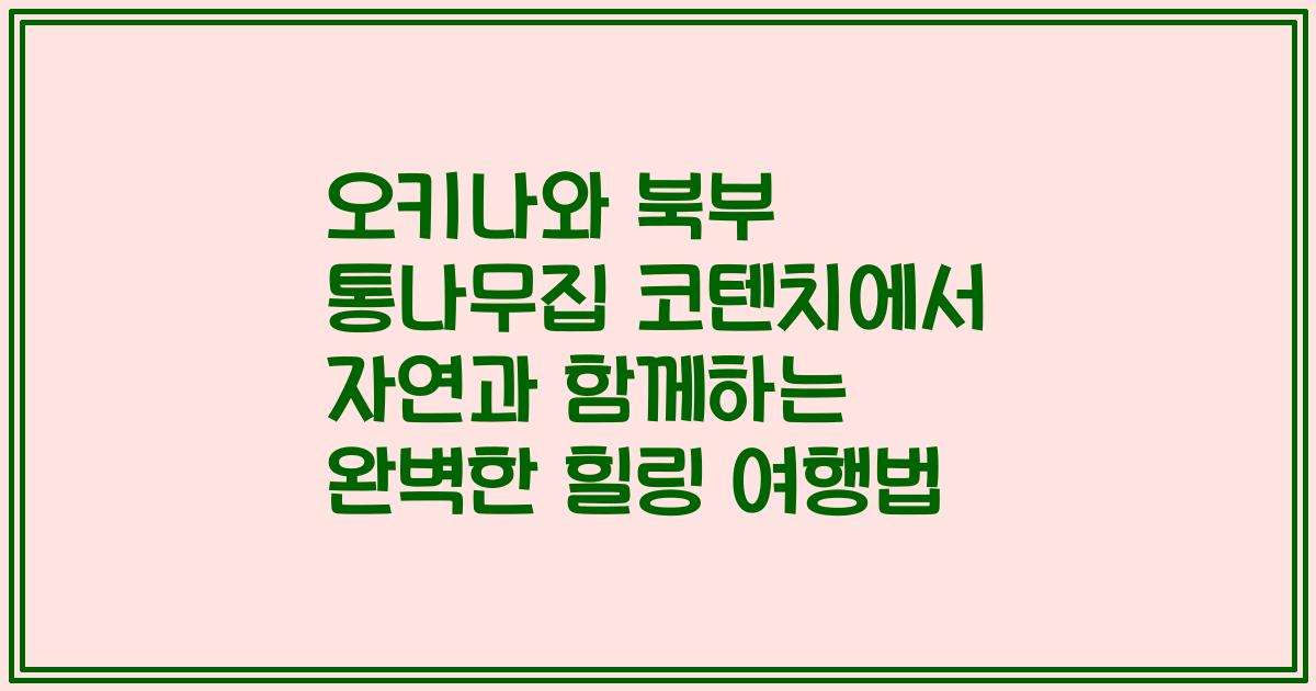 오키나와 북부 통나무집 코텐치에서 자연과 함께하는 완벽한 힐링 여행법